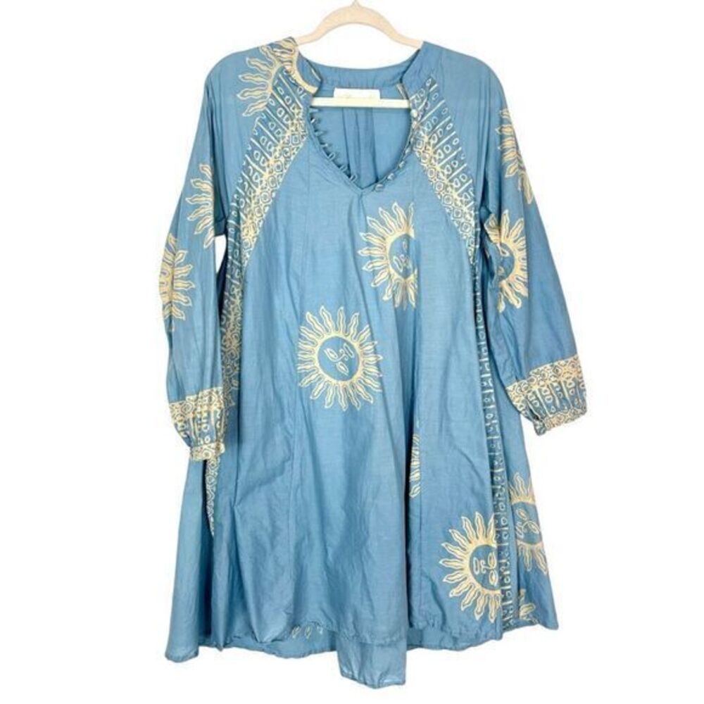 Natalie Martin Blue and Cream Mini Dress